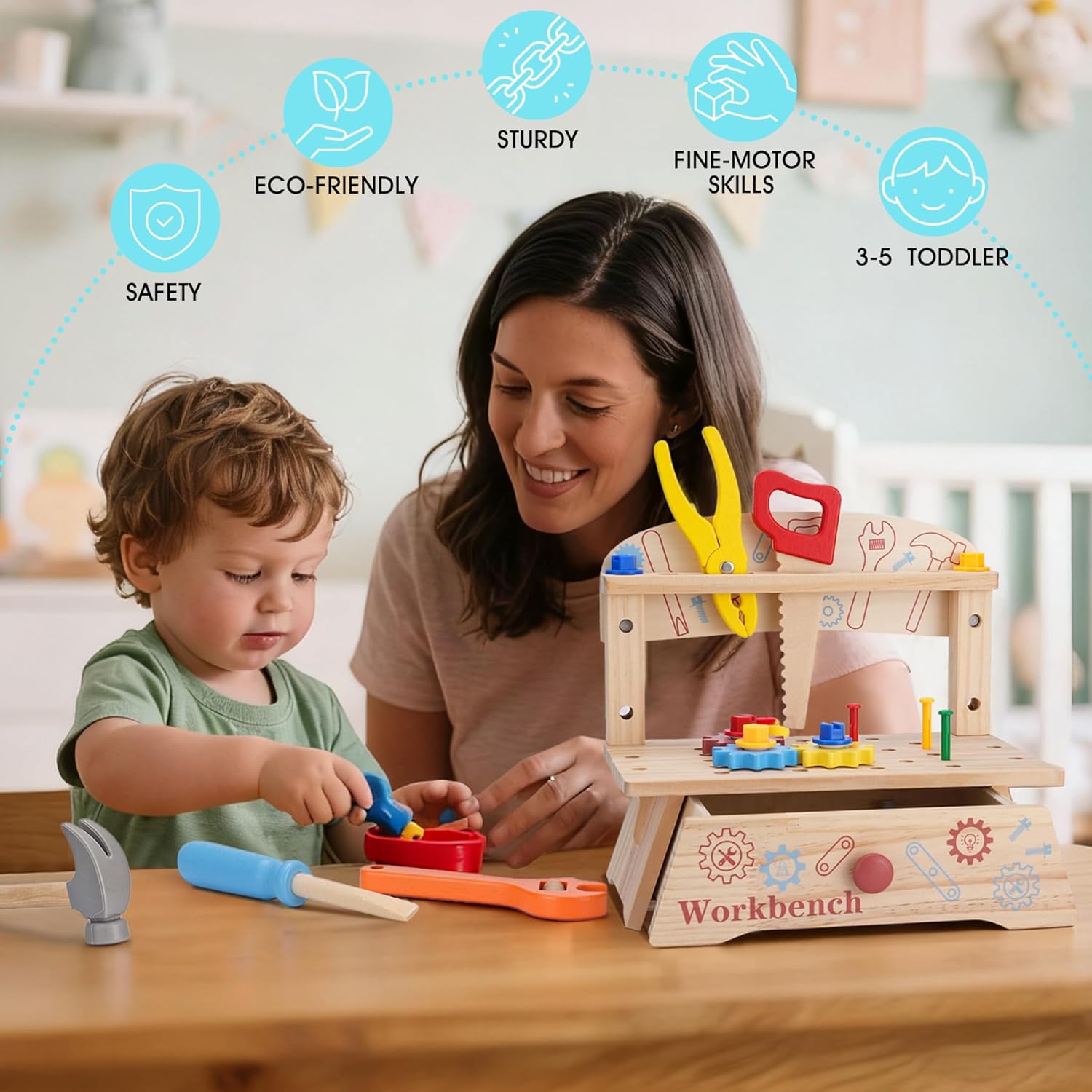 Drewniana warsztatka narzędzio – Gardening Tools For Toddlers recenzja i cena